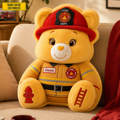 Personalized Firefighter Bear Custom Shaped Pillow