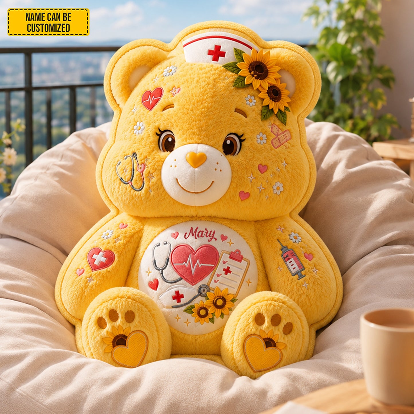 Personalized Nurse Bear Custom Shaped Pillow