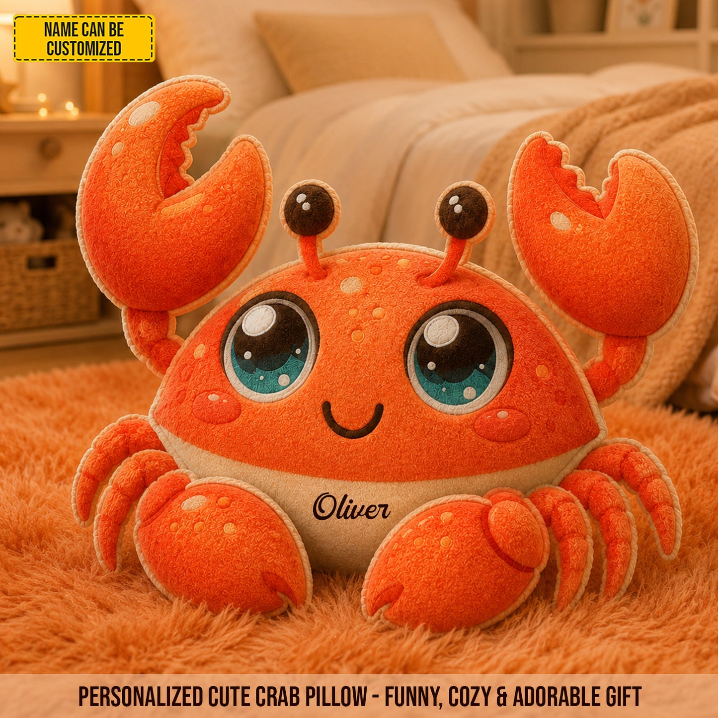 Personalized Happy Crab Custom Shape Pillow