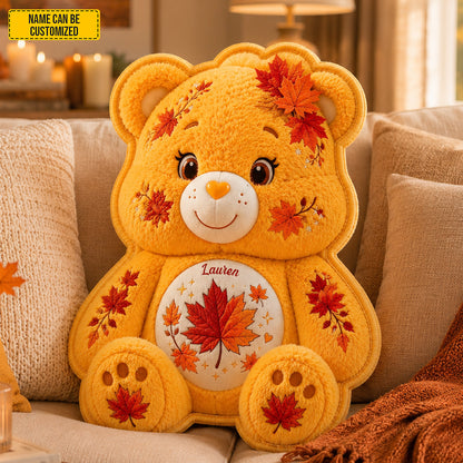 Personalized Autumn Maple Bear Custom Shape Pillow