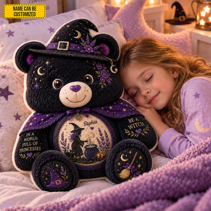 Personalized Witch Bear Halloween Pillow