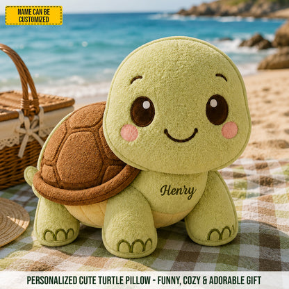 Personalized Cute Turtle Custom Shaped Pillow