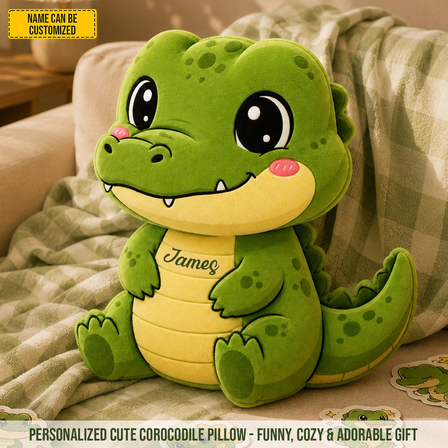 Personalized Cute Crocodile Custom Shaped Pillow