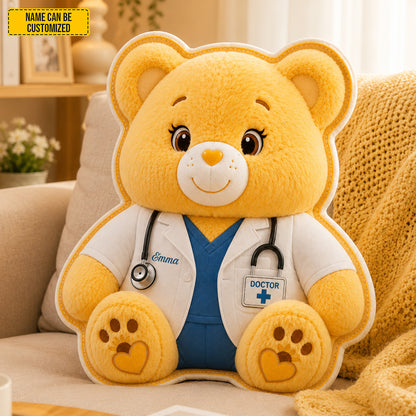 Personalized Doctor Bear Custom Shape Pillow
