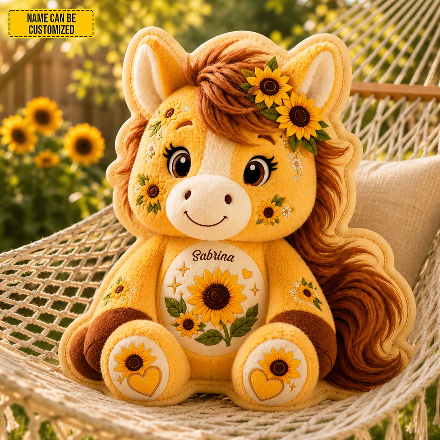 Personalized Sunflower Horse Custom Shape Pillow