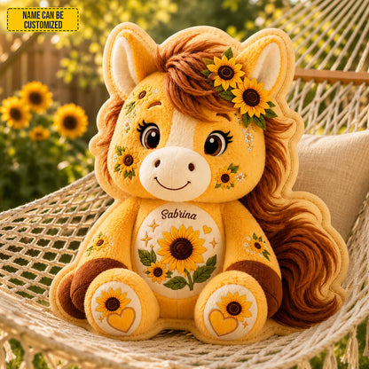 Personalized Sunflower Horse Custom Shape Pillow