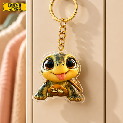 Personalized Cute Turtle Keychain