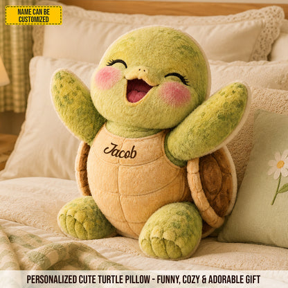 Personalized Happy Turtle Custom Shaped Pillow