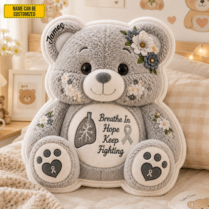 Personalized Lung Cancer Bear Pillow