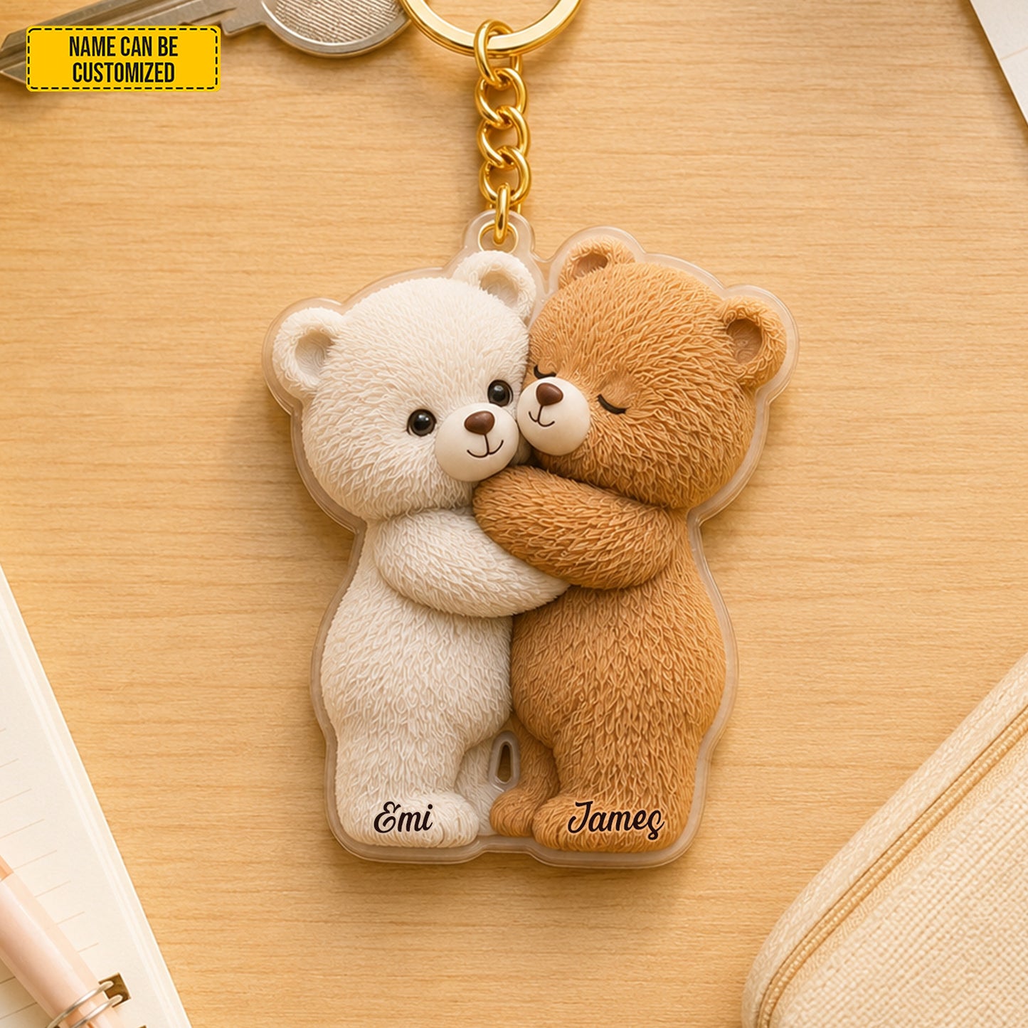 Cute Couple Bear – Personalized Bear Keychain