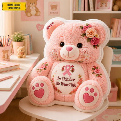 Personalized Breast Cancer Bear Pillow