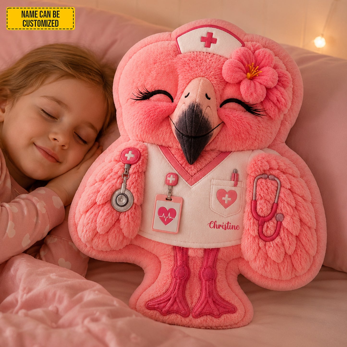 Personalized Nurse Flamingo Custom Shaped Pillow