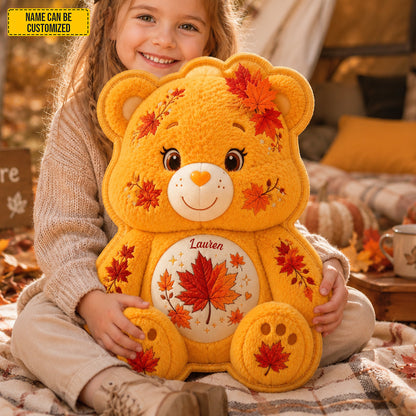Personalized Autumn Maple Bear Custom Shape Pillow