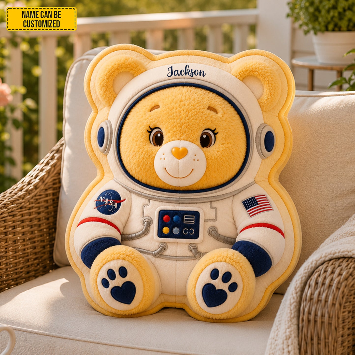 Personalized Astronaut Bear Custom Shape Pillow