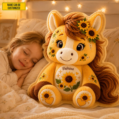 Personalized Sunflower Horse Custom Shape Pillow