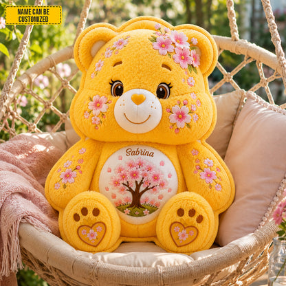 Personalized Cute Cherry Blossom Bear Pillow