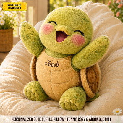 Personalized Happy Turtle Custom Shaped Pillow