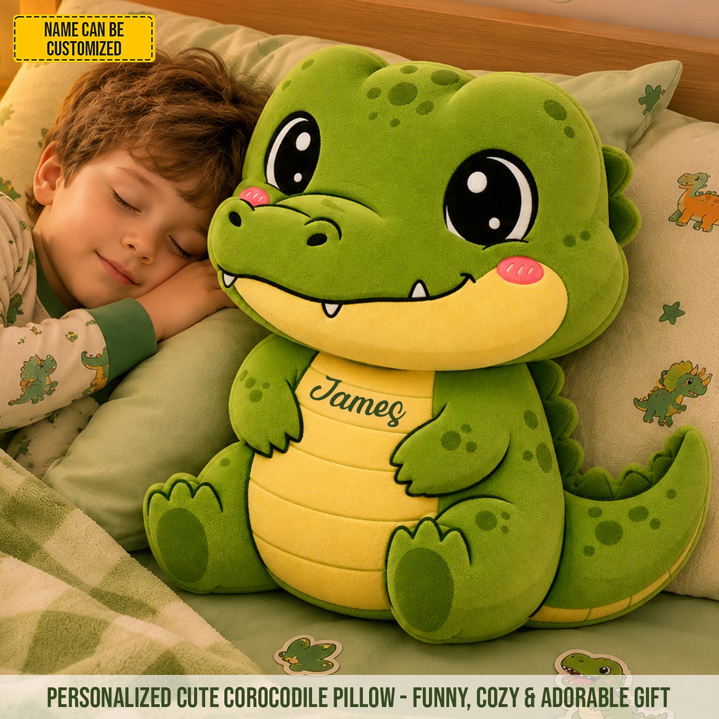 Personalized Cute Crocodile Custom Shaped Pillow