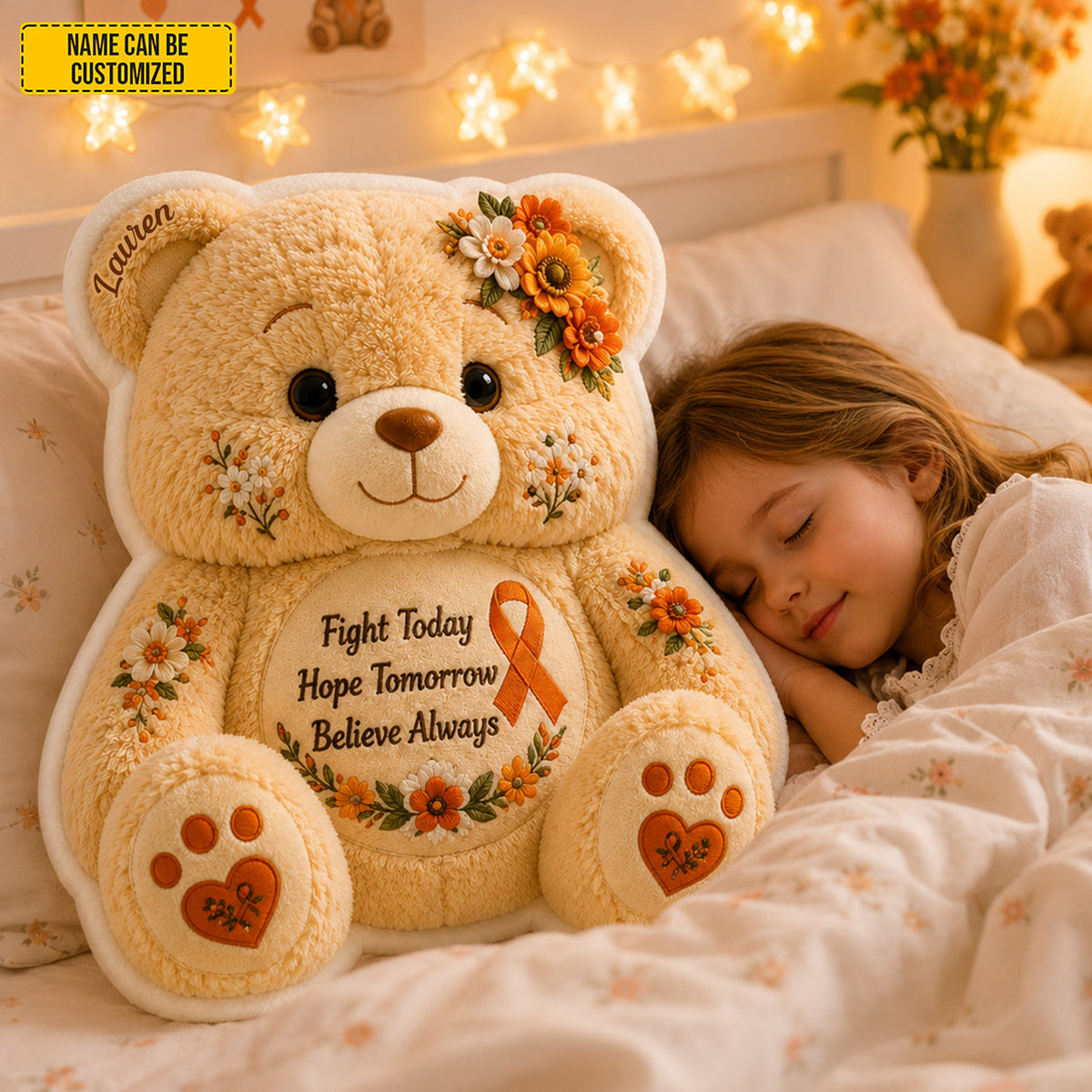 Personalized Blood Cancer Bear Pillow