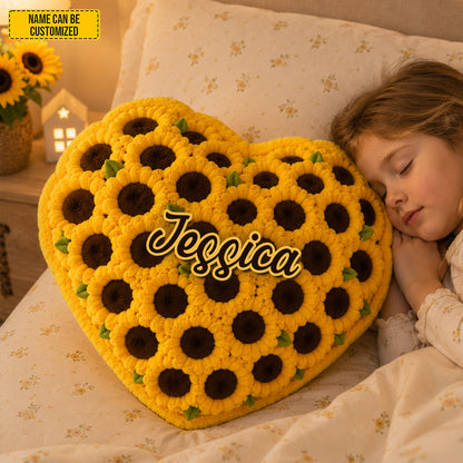 Personalized Sunflower Heart Custom Shape Pillow