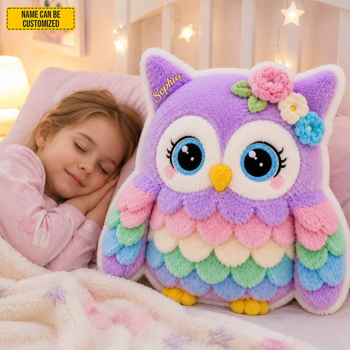 Personalized Colorful Owl Custom Shaped Pillow
