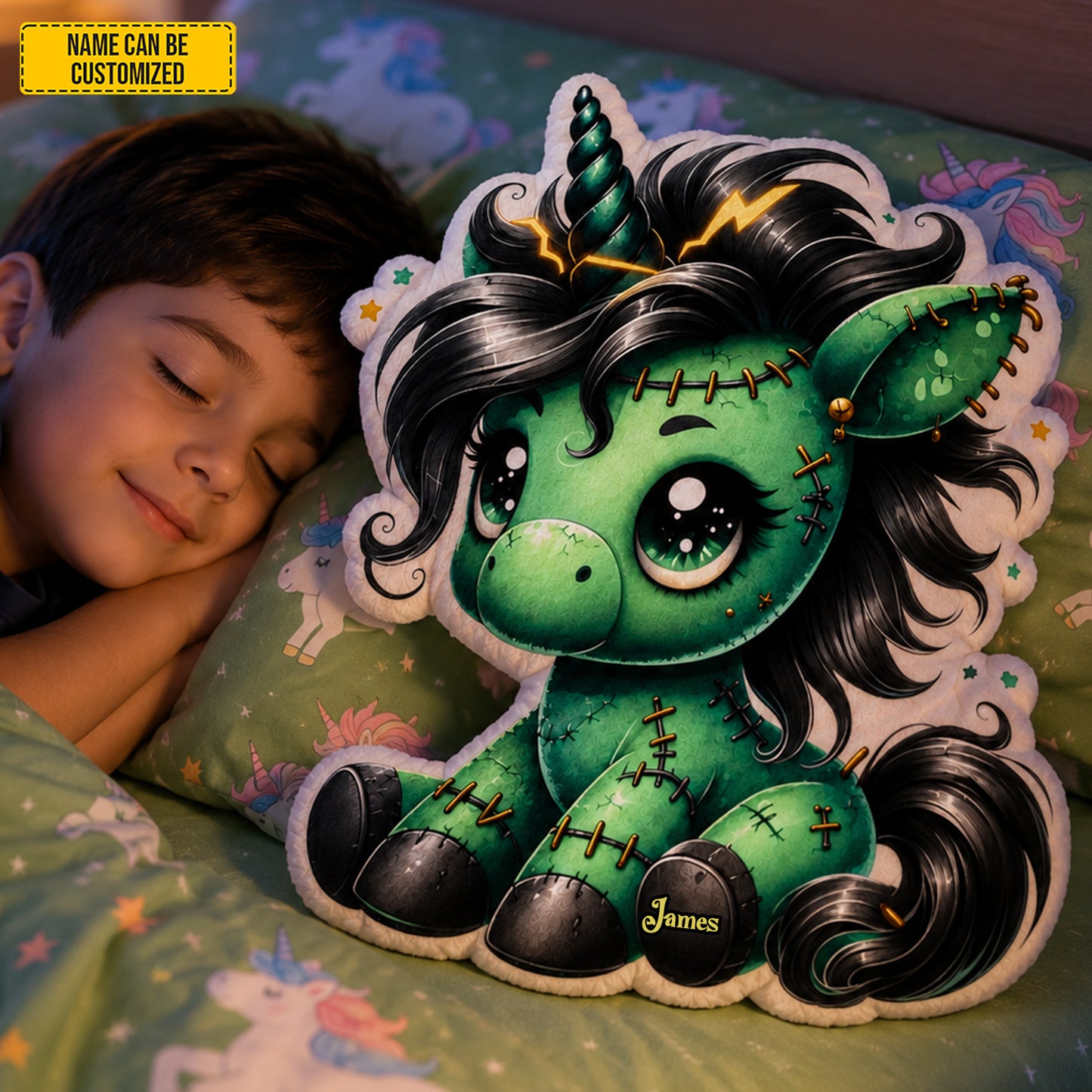 Personalized Spooky Unicorn Custom Shaped Pillow