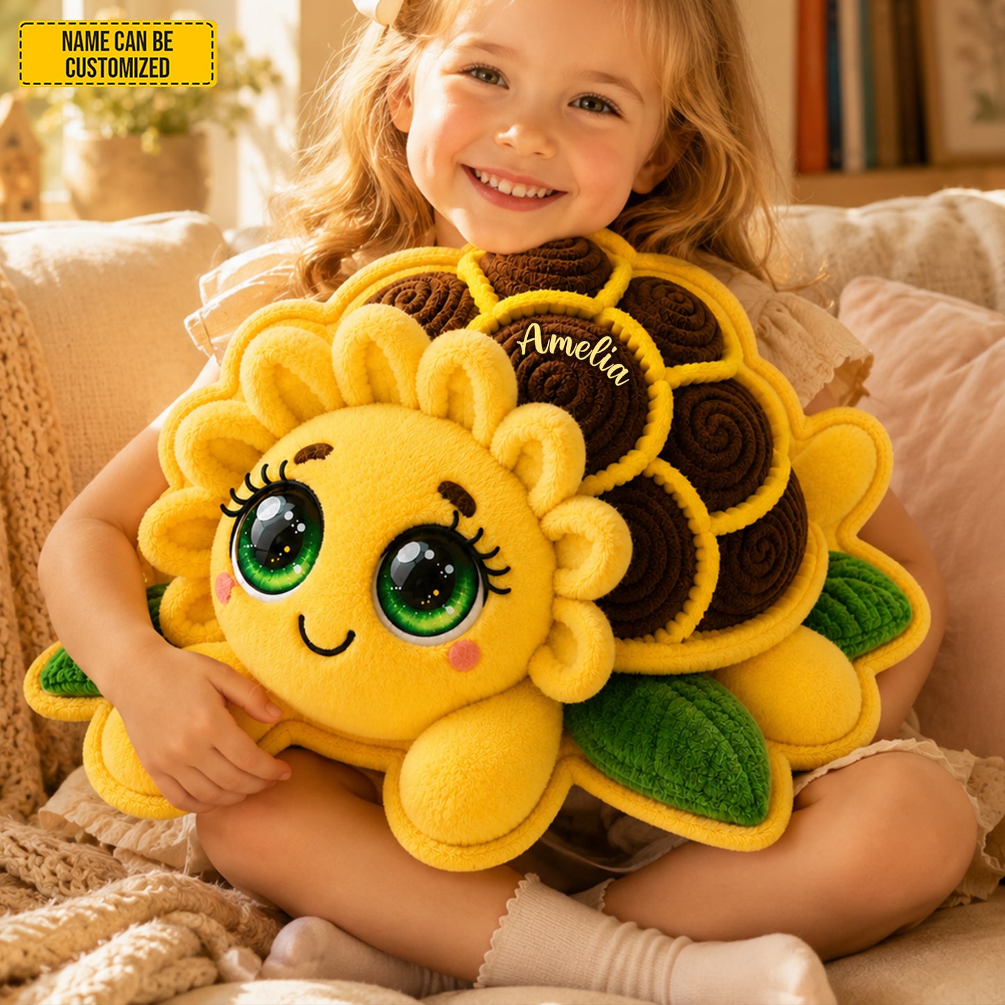 Personalized Sunflower Turtle Custom Shaped Pillow