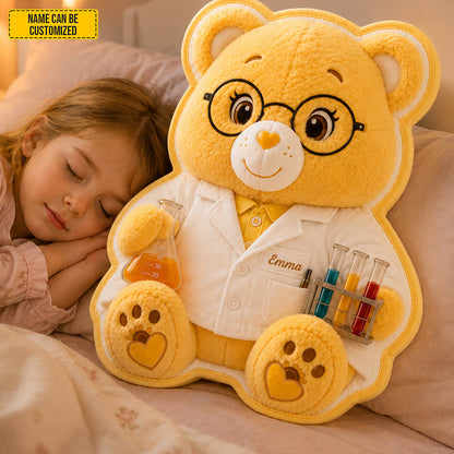 Personalized Scientist Bear Custom Shaped Pillow