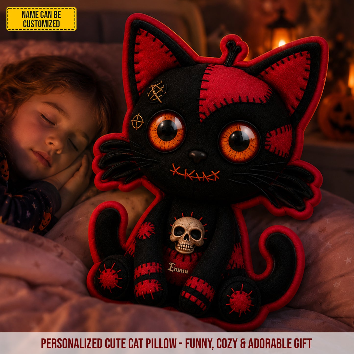 Personalized Halloween Cat Pillow