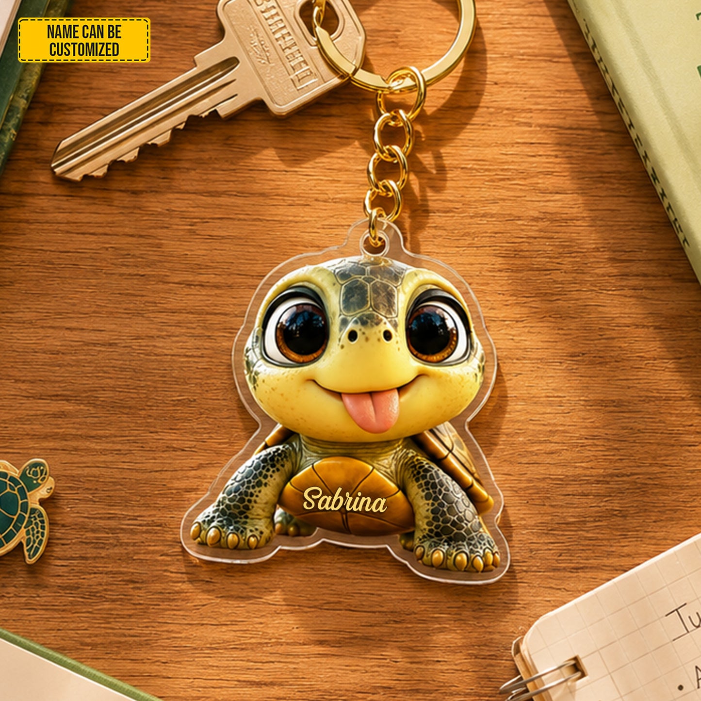 Personalized Cute Turtle Keychain