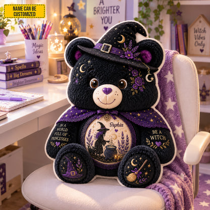 Personalized Witch Bear Halloween Pillow
