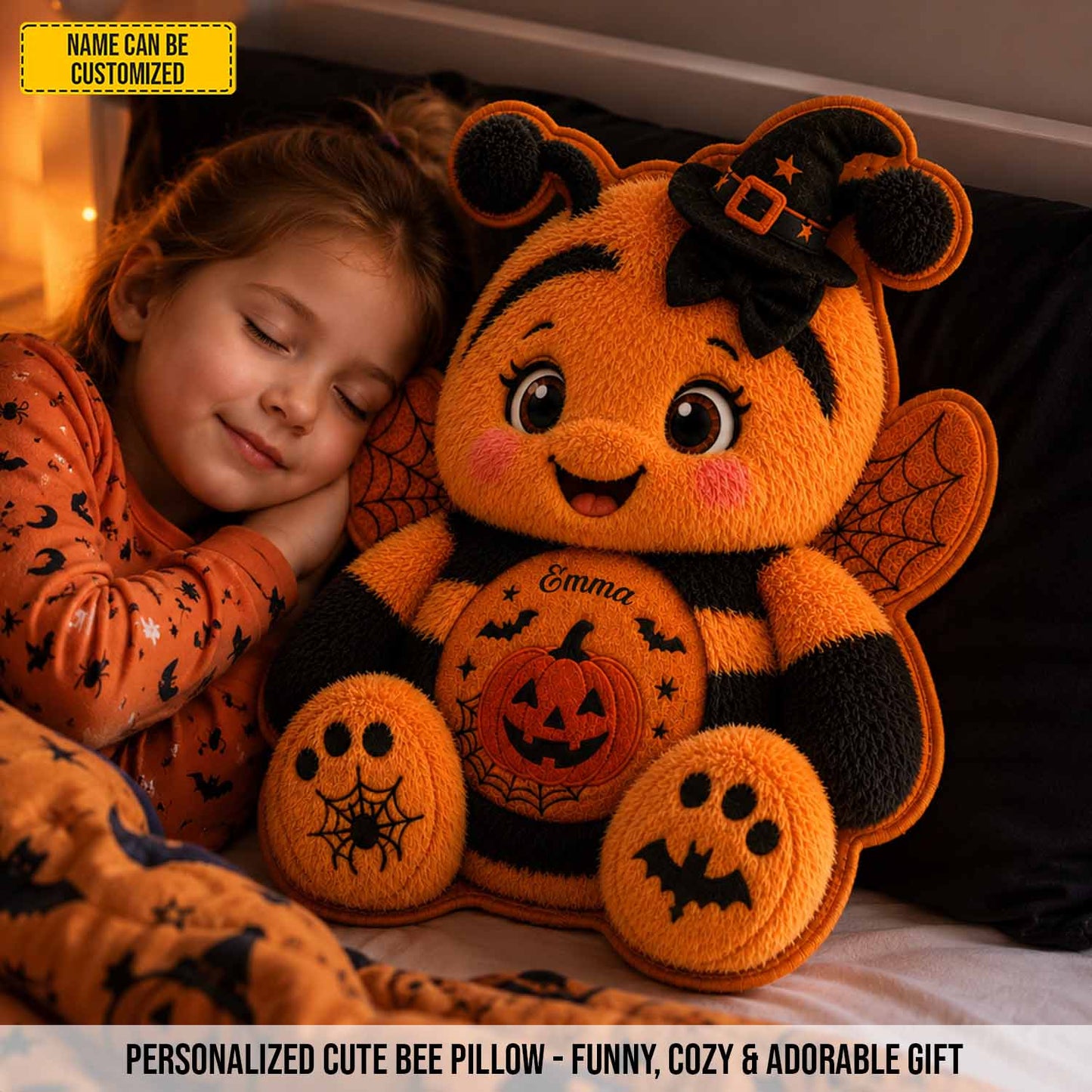 Personalized Halloween Bee Custom Shape Pillow