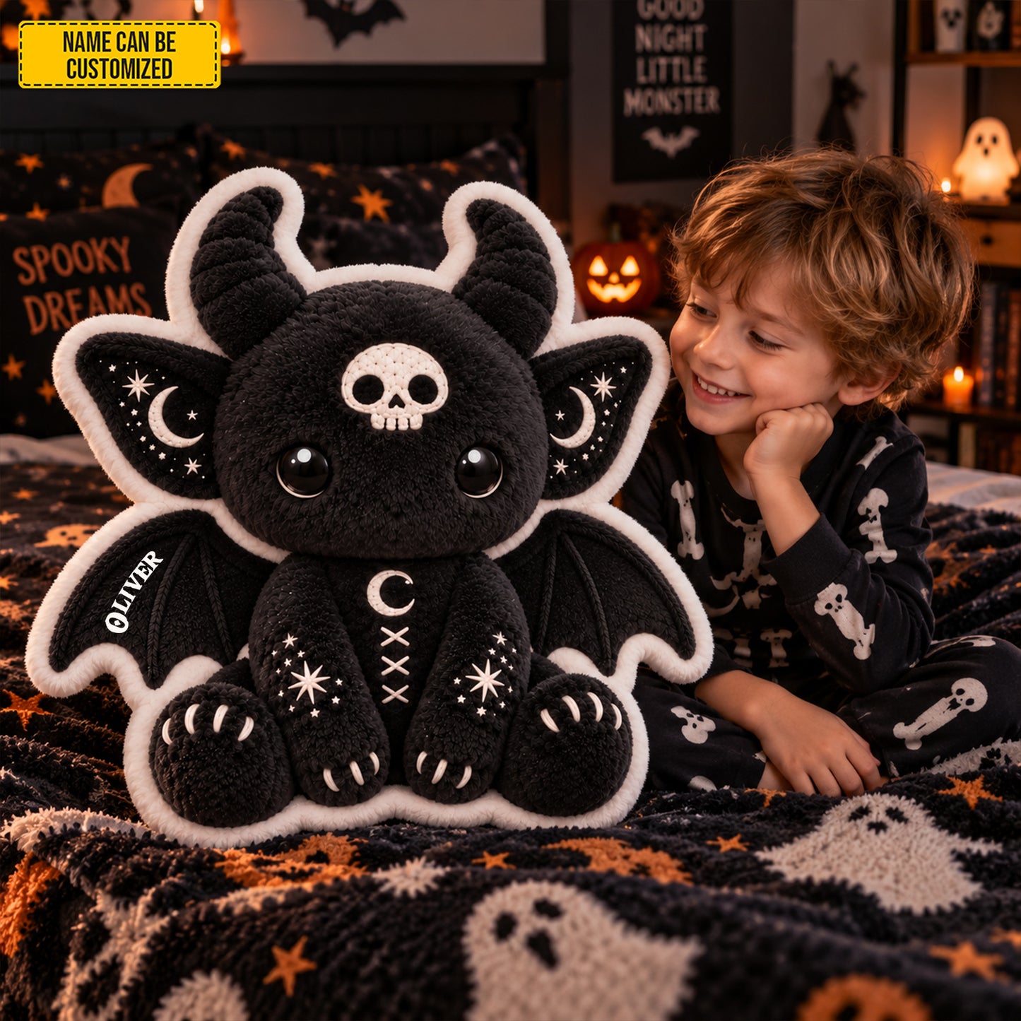 Personalized Gothic Bat Pillow – Halloween Gift
