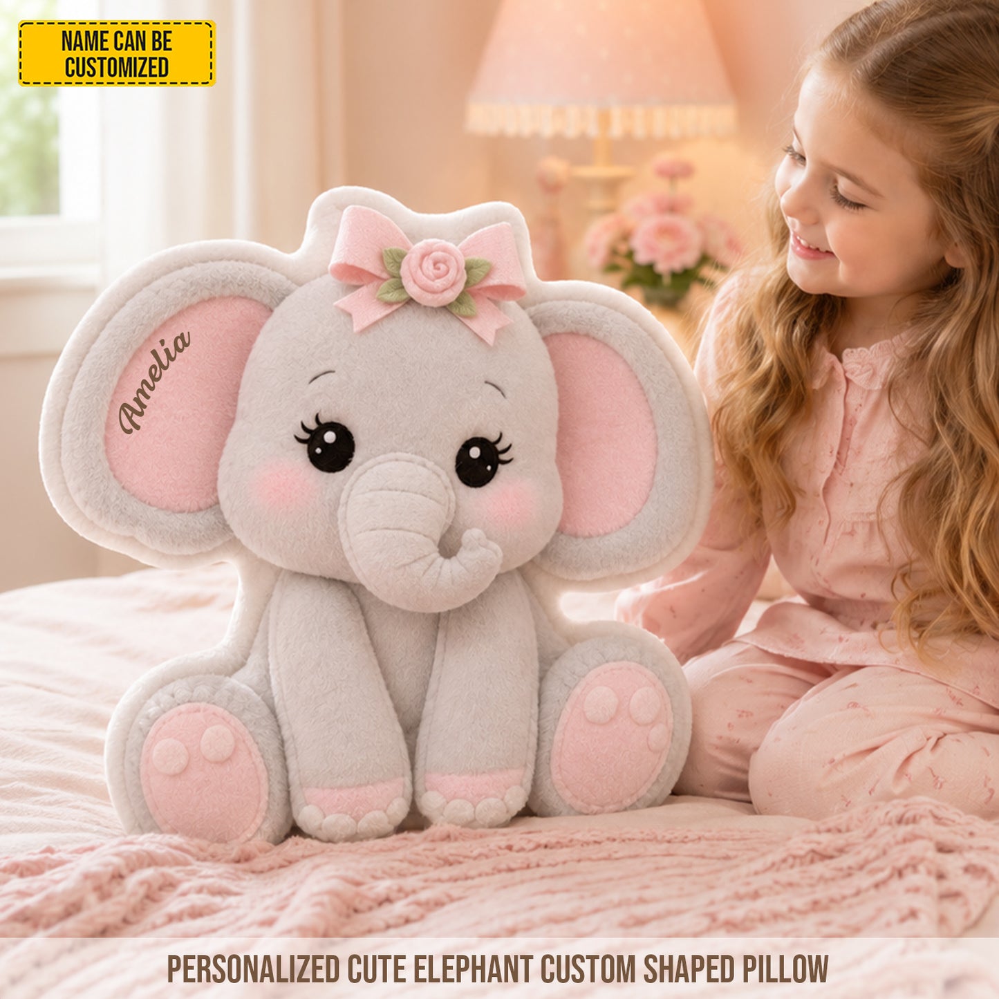 Personalized Cute Elephant Pillow