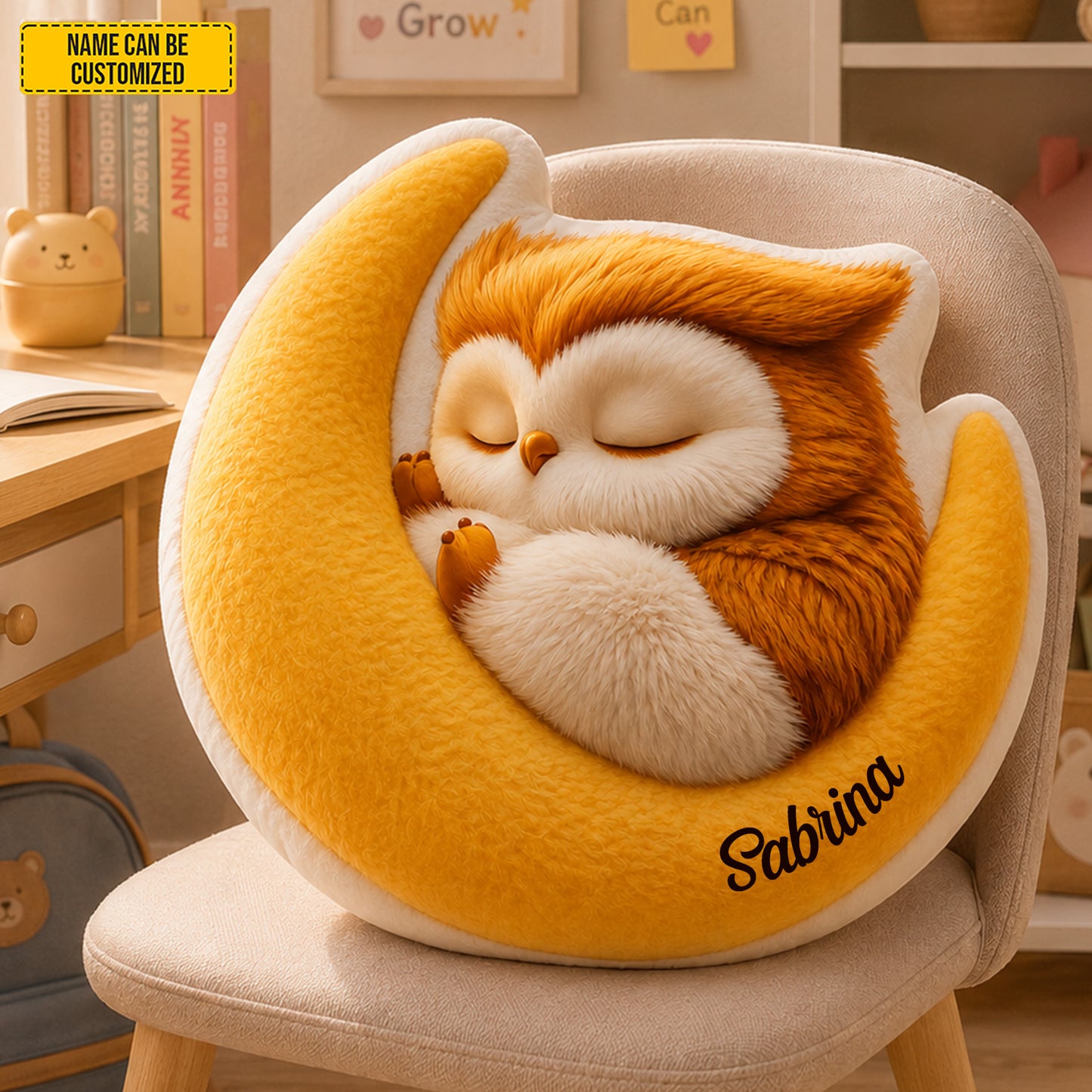 Personalized Sleeping Owl Moon Custom Shaped Pillow