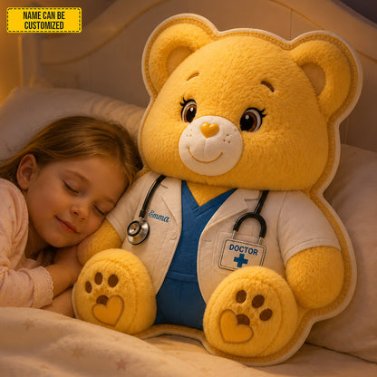 Personalized Doctor Bear Custom Shape Pillow