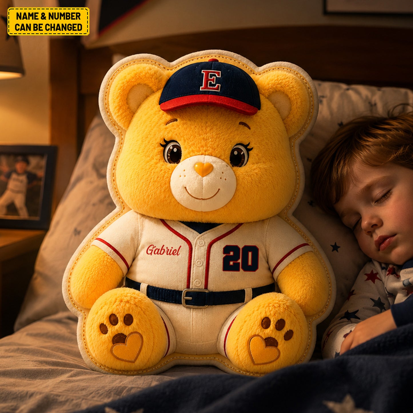 Personalized Bear Baseball Custom Shape Pillow