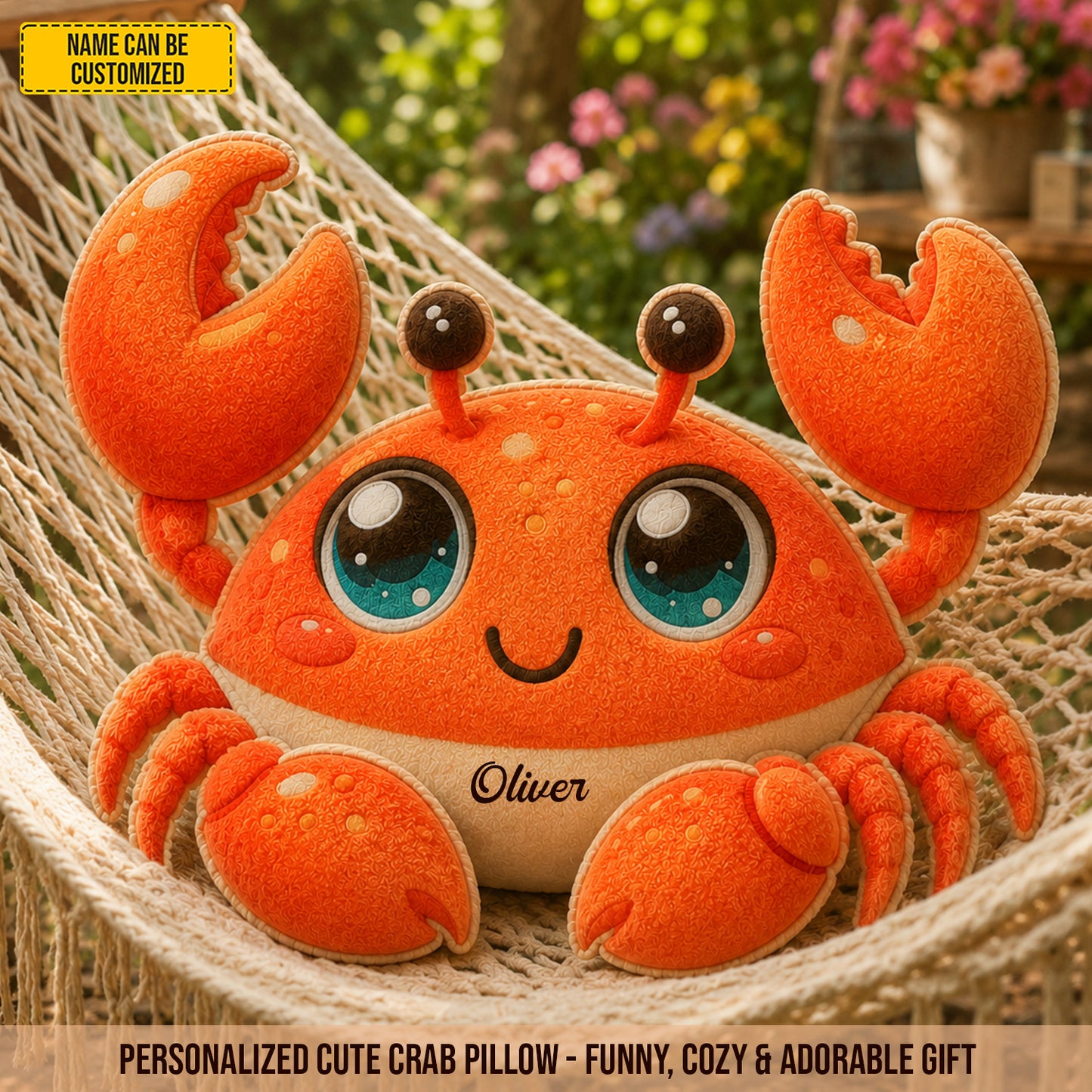 Personalized Happy Crab Custom Shape Pillow