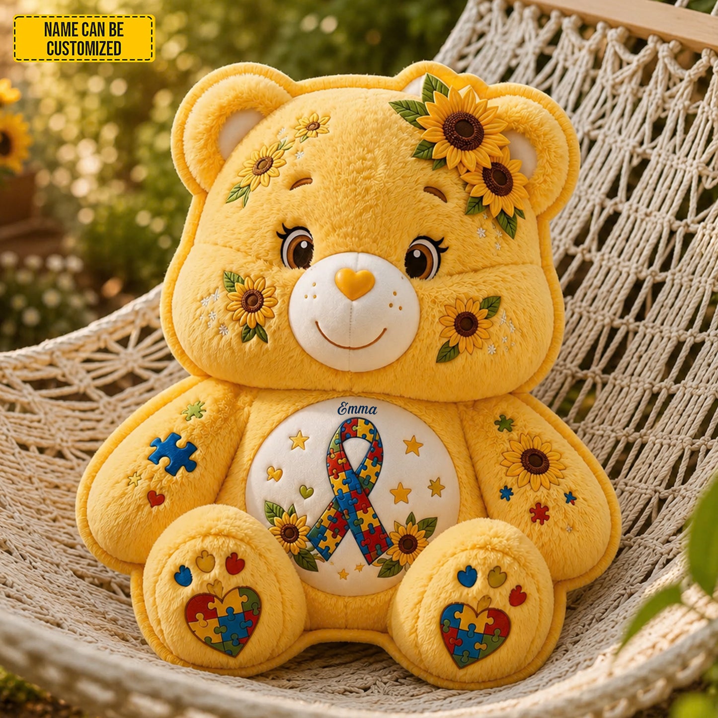 Personalized Autism Awareness Bear Custom Shape Pillow