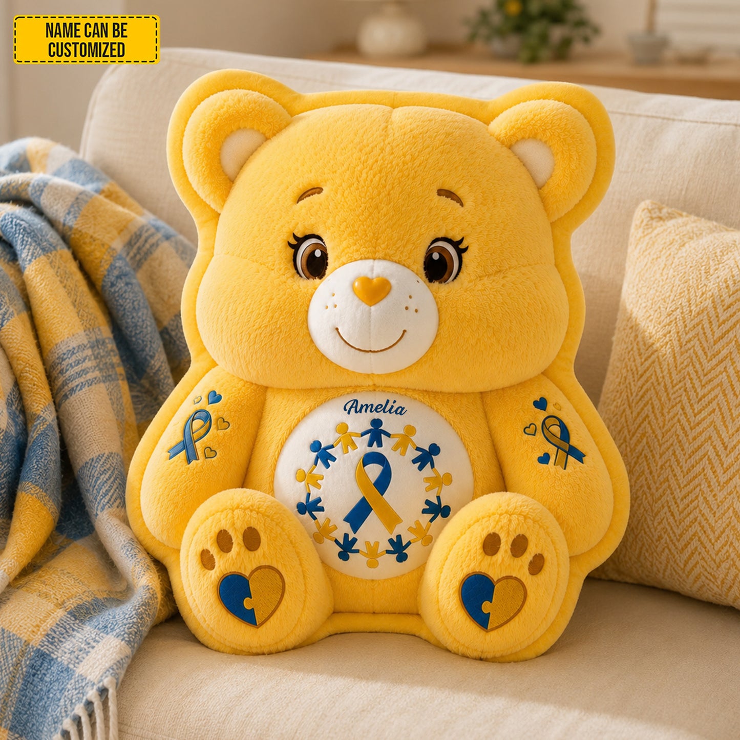 Personalized Down Syndrome Awareness Bear Custom Shape Pillow