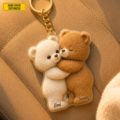 Cute Couple Bear – Personalized Bear Keychain