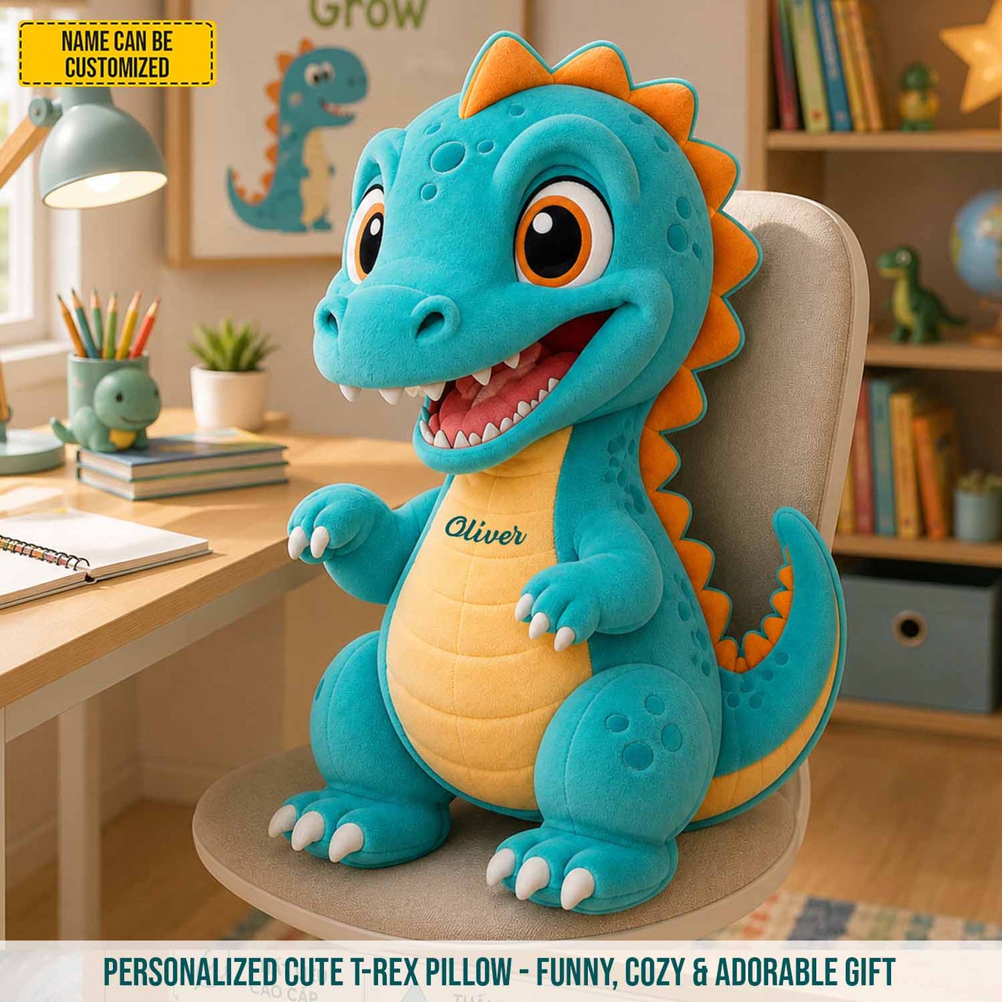 Personalized T-Rex Dinosaur Pillow