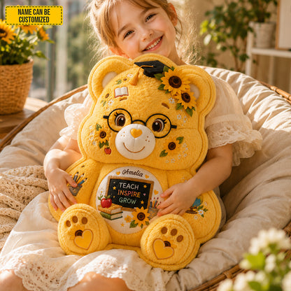 Personalized Teacher Bear Custom Shape Pillow