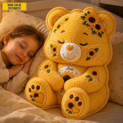 Personalized Sunflower Sleeping Bear Pillow
