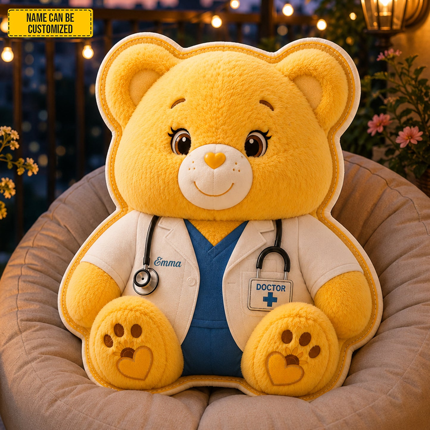 Personalized Doctor Bear Custom Shape Pillow