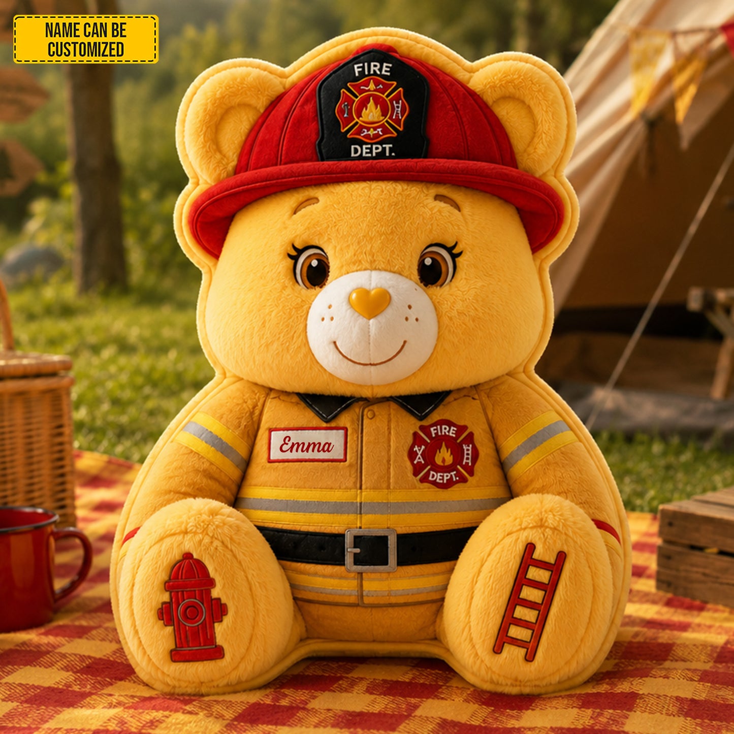 Personalized Firefighter Bear Custom Shaped Pillow
