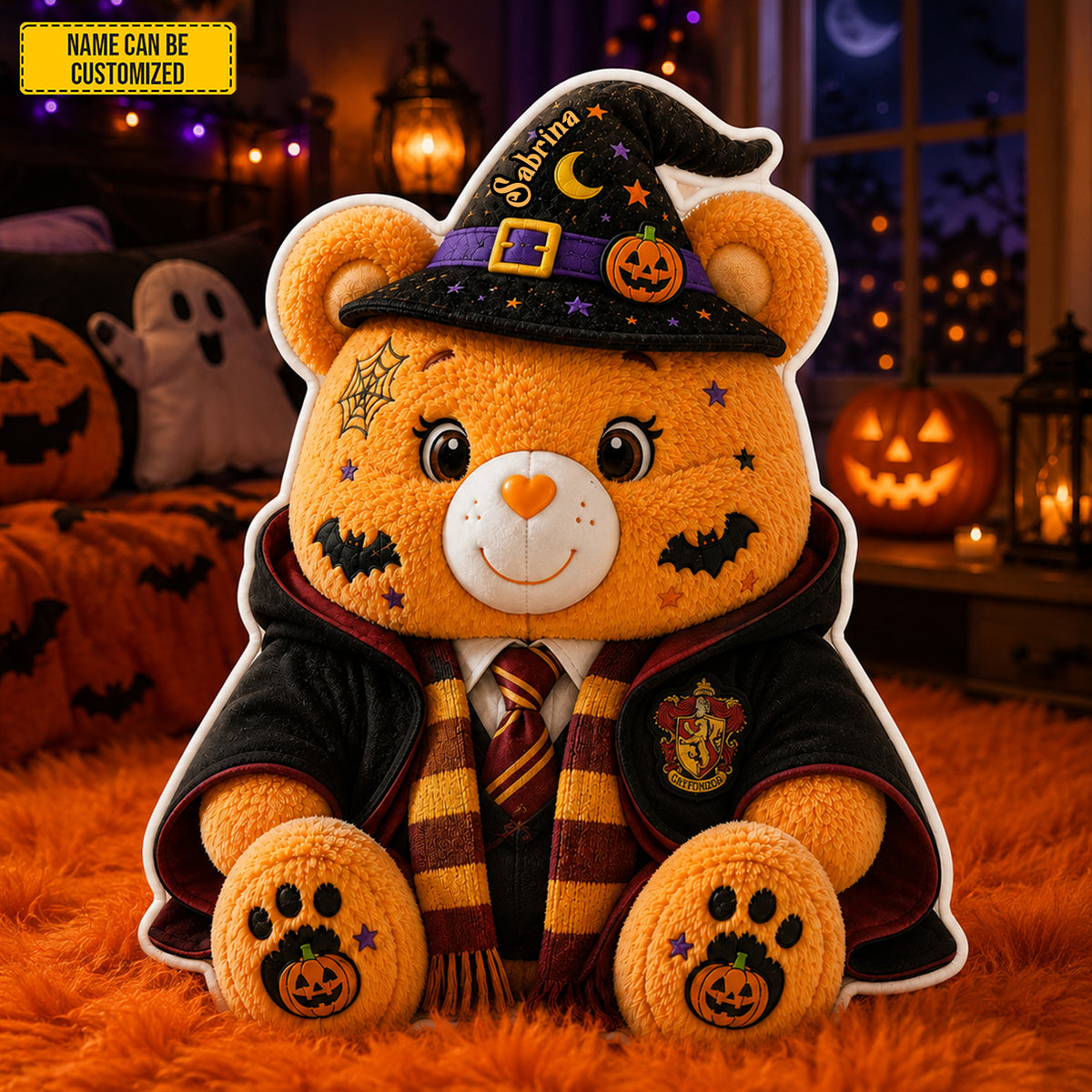 Personalized Halloween Wizard Bear Shape Pillow