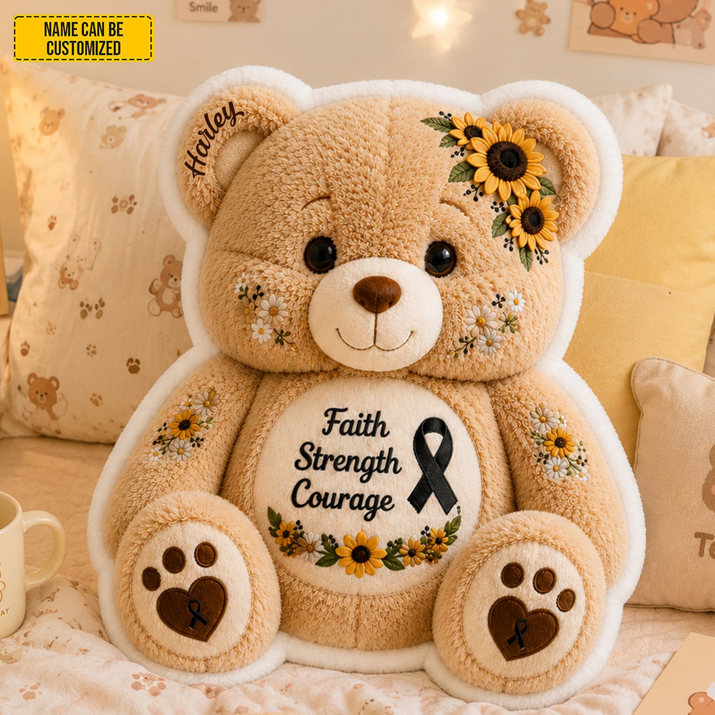 Personalized Skin Cancer  Bear Pillow