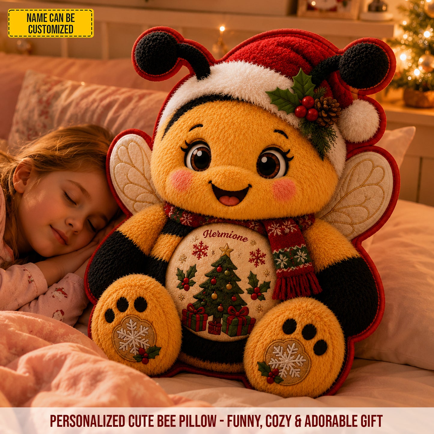 Personalized Christmas Bee Pillow