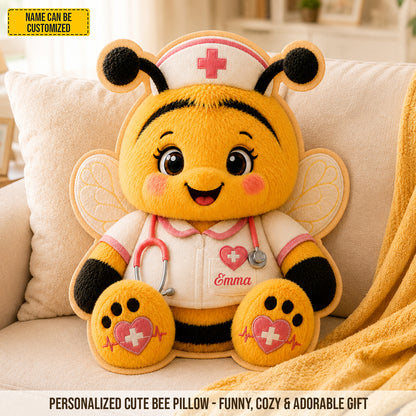 Personalized Nurse Bee Custom Shape Pillow